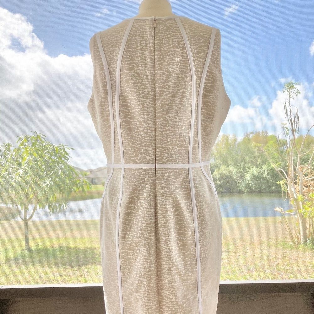 Calvin Klein Beige and White Sleeveless Sheath Dress - Picture 2 of 5